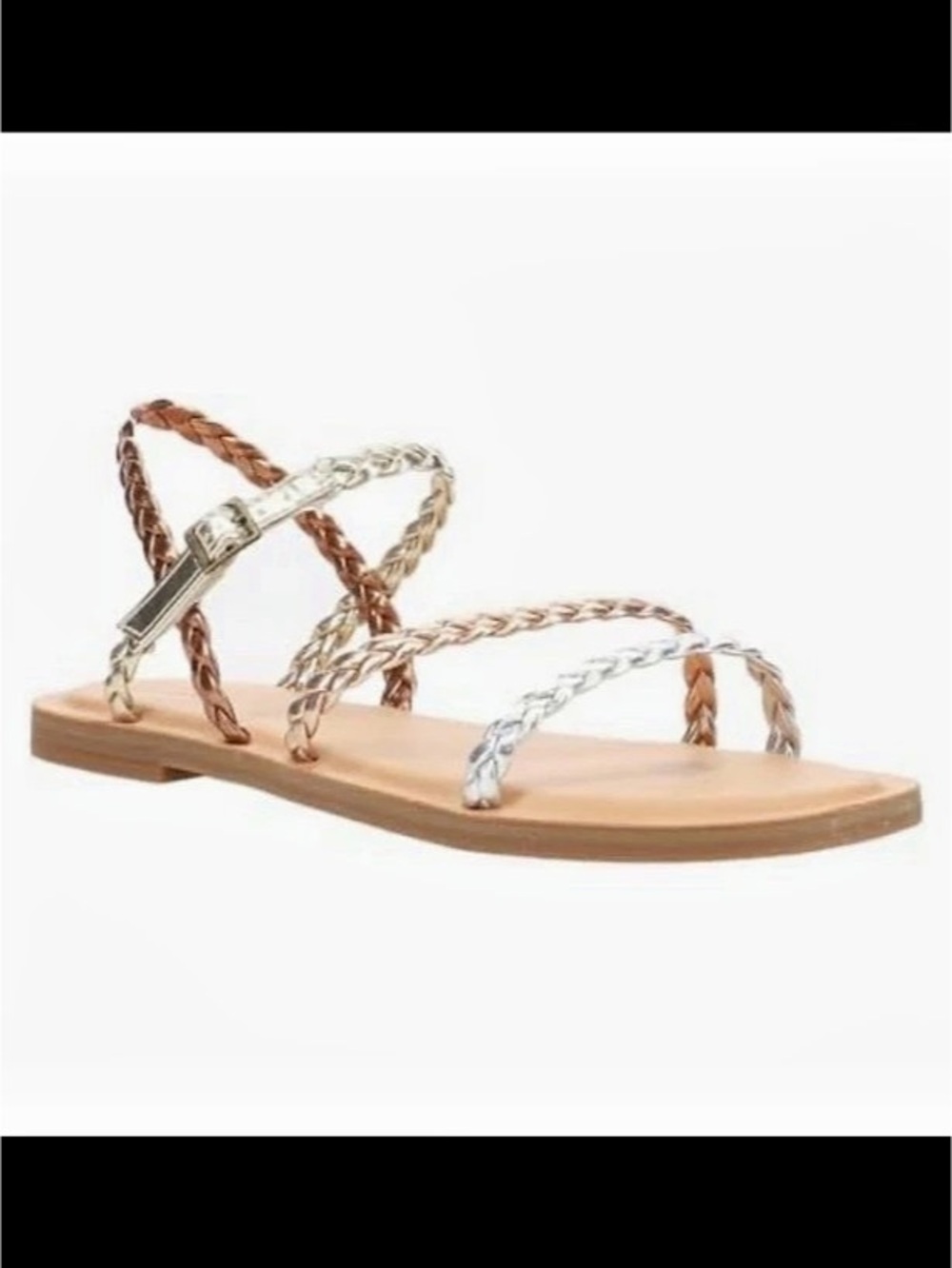 Braided Strap Sandals in Brown & Silver Like New